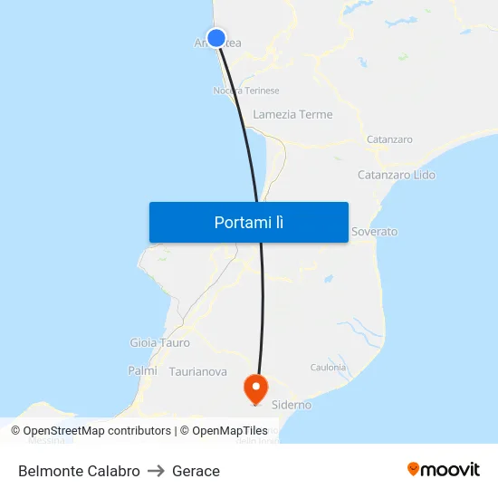 Belmonte Calabro to Gerace map