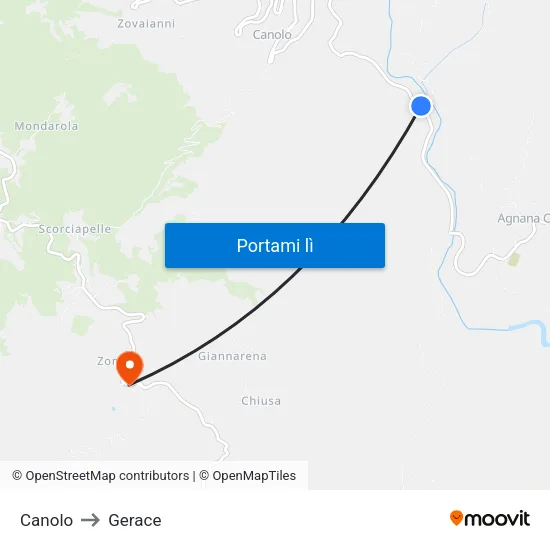 Canolo to Gerace map