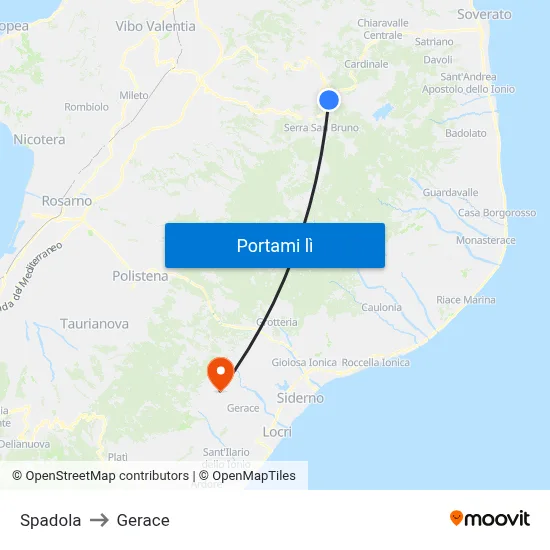 Spadola to Gerace map