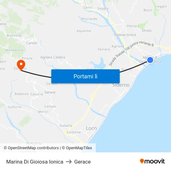 Marina Di Gioiosa Ionica to Gerace map