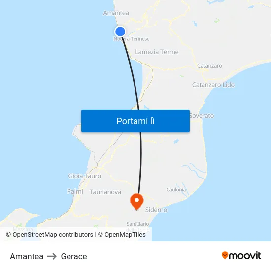 Amantea to Gerace map