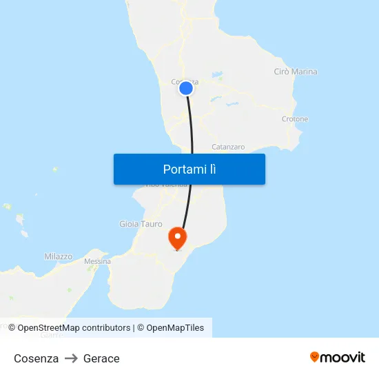 Cosenza to Gerace map