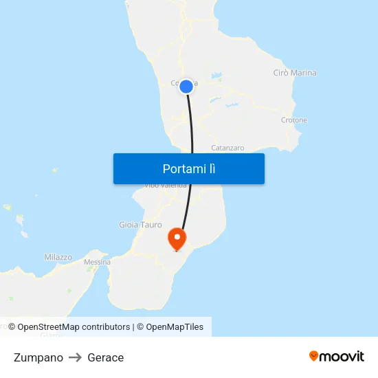 Zumpano to Gerace map