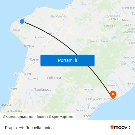 Drapia to Roccella Ionica map