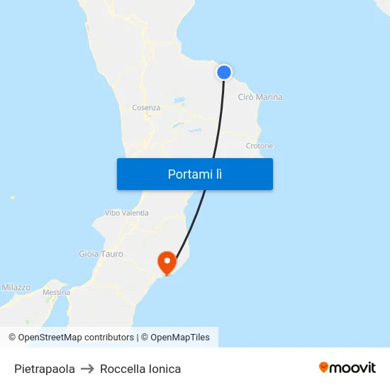 Pietrapaola to Roccella Ionica map