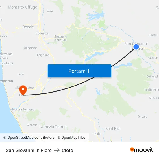 San Giovanni In Fiore to Cleto map