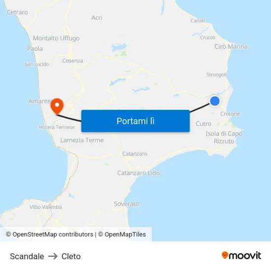 Scandale to Cleto map