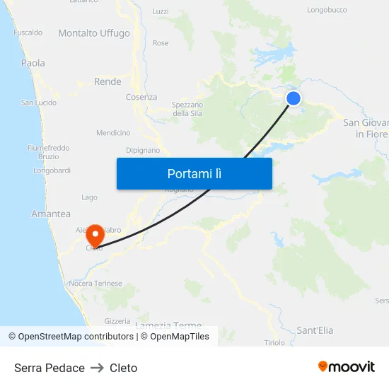 Serra Pedace to Cleto map