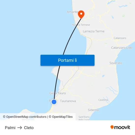 Palmi to Cleto map