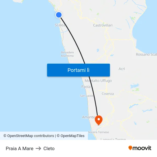 Praia A Mare to Cleto map