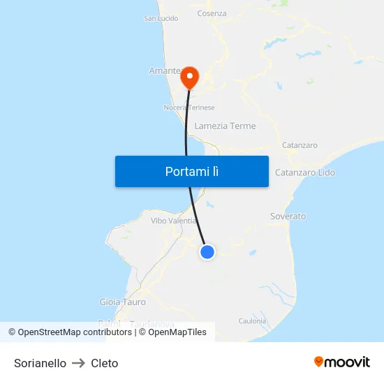 Sorianello to Cleto map