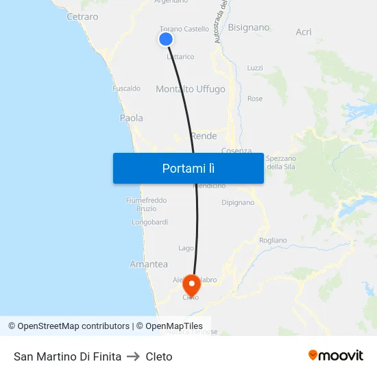 San Martino Di Finita to Cleto map