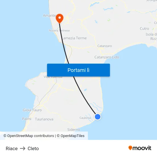Riace to Cleto map