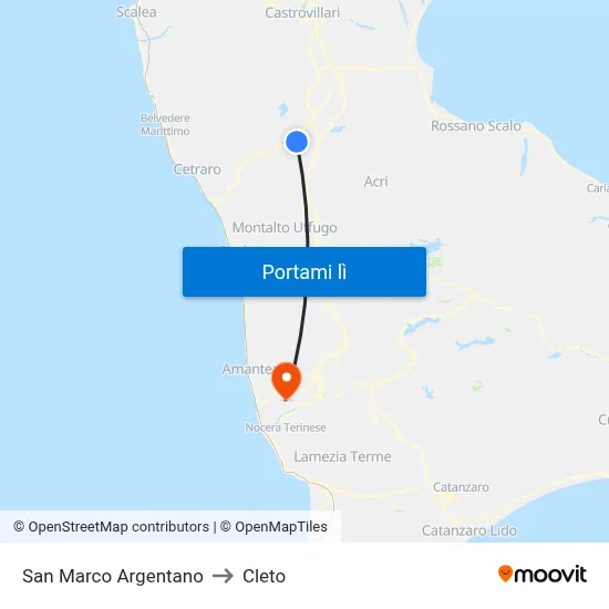 San Marco Argentano to Cleto map