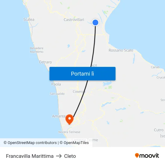 Francavilla Marittima to Cleto map