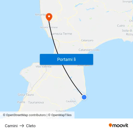 Camini to Cleto map