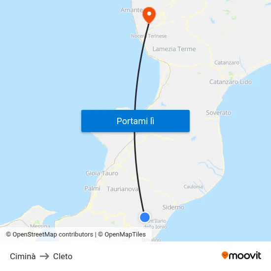Ciminà to Cleto map
