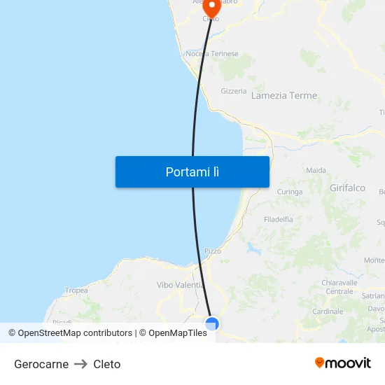 Gerocarne to Cleto map