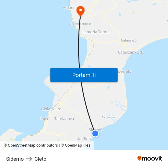 Siderno to Cleto map