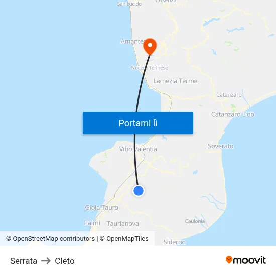 Serrata to Cleto map