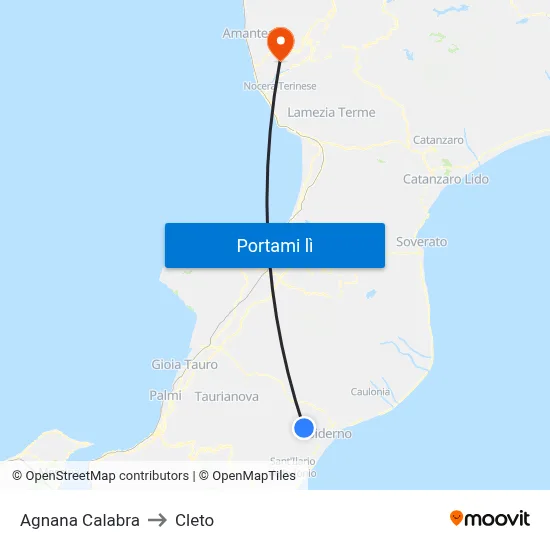 Agnana Calabra to Cleto map