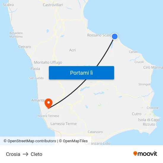 Crosia to Cleto map