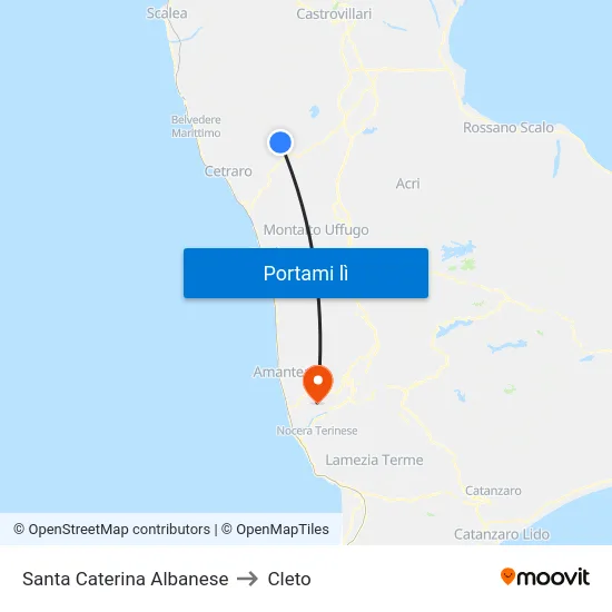 Santa Caterina Albanese to Cleto map
