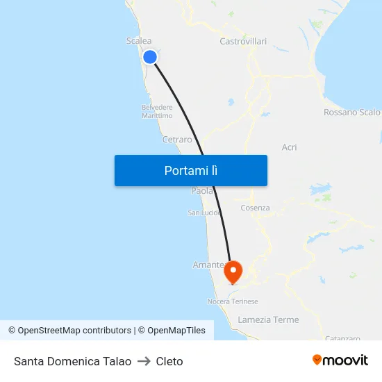 Santa Domenica Talao to Cleto map