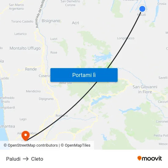 Paludi to Cleto map