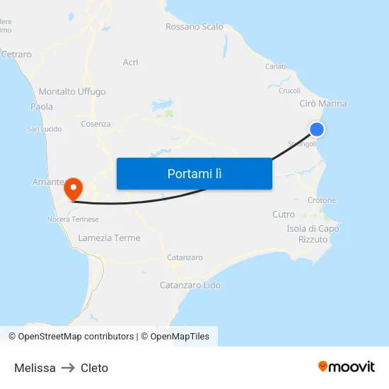 Melissa to Cleto map