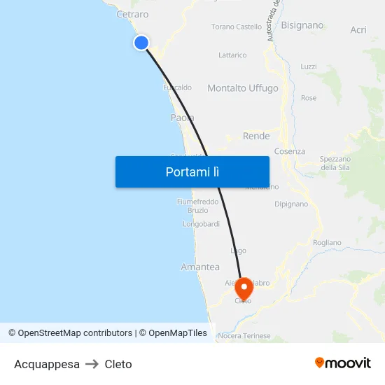 Acquappesa to Cleto map