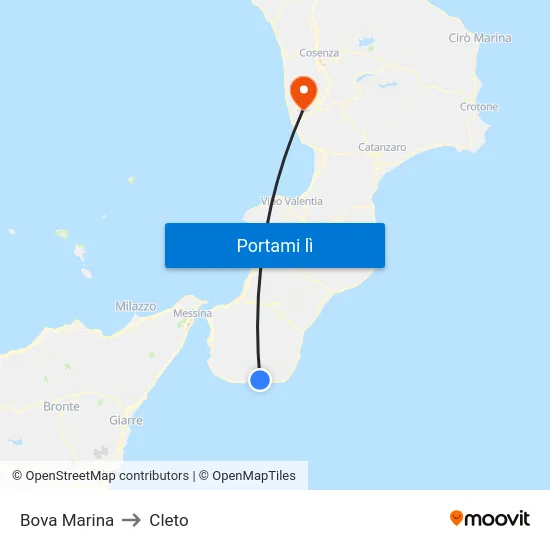 Bova Marina to Cleto map
