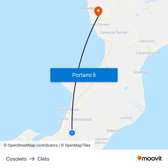 Cosoleto to Cleto map