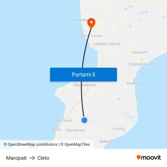 Maropati to Cleto map