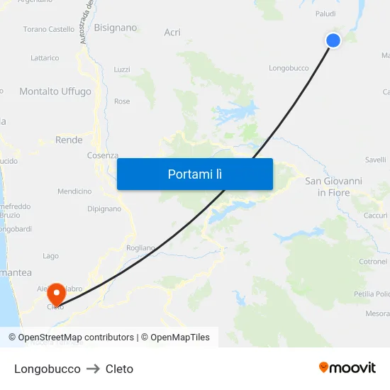 Longobucco to Cleto map