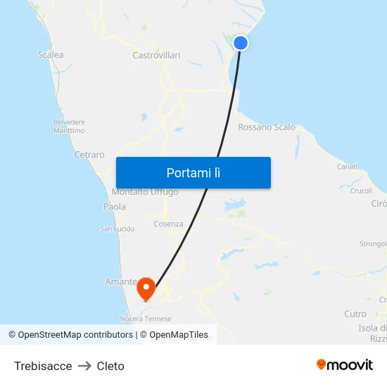 Trebisacce to Cleto map