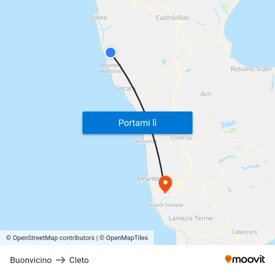 Buonvicino to Cleto map