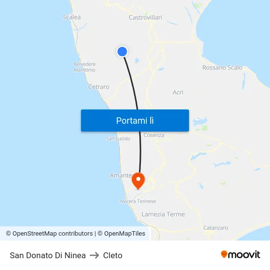 San Donato Di Ninea to Cleto map