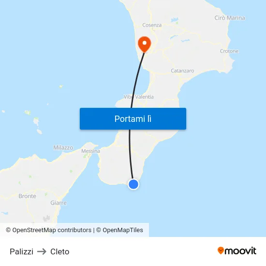 Palizzi to Cleto map