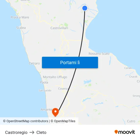 Castroregio to Cleto map