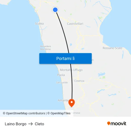 Laino Borgo to Cleto map