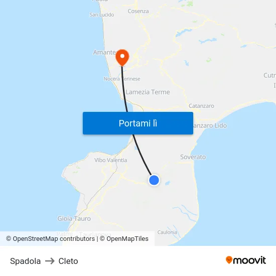 Spadola to Cleto map