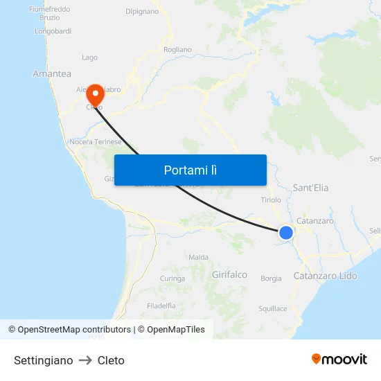 Settingiano to Cleto map