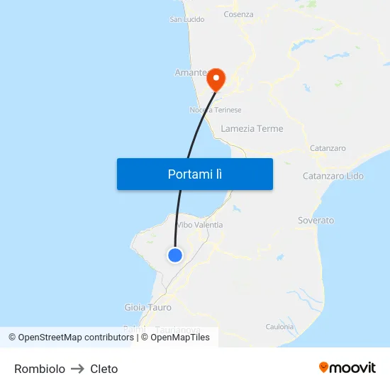 Rombiolo to Cleto map