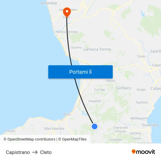 Capistrano to Cleto map