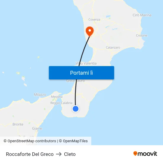 Roccaforte Del Greco to Cleto map
