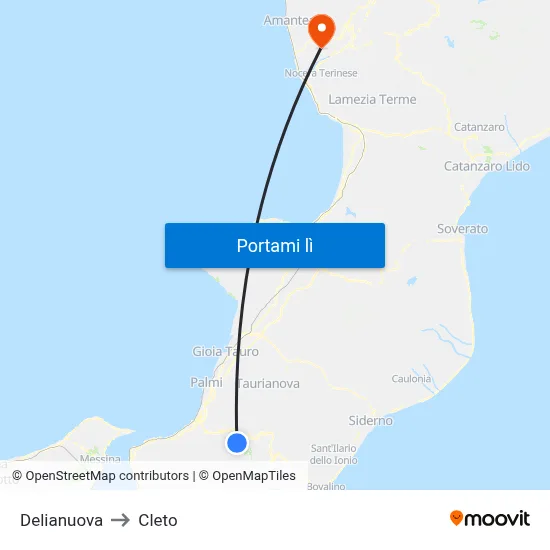 Delianuova to Cleto map