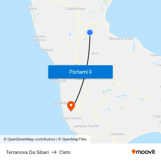 Terranova Da Sibari to Cleto map