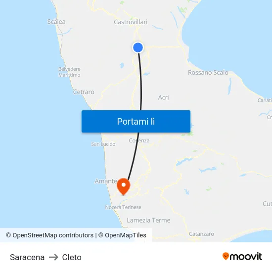 Saracena to Cleto map