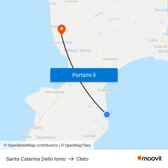 Santa Caterina Dello Ionio to Cleto map